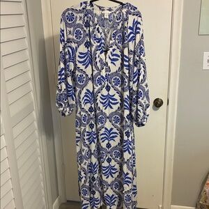 H&M Long Sleeve Dress in Blue and White